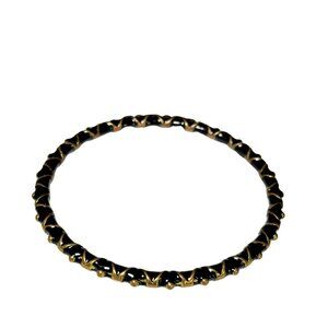 Vintage Black & Gold Enamel Bangle Bracelet Classic Retro Whimsical Unique Vinta